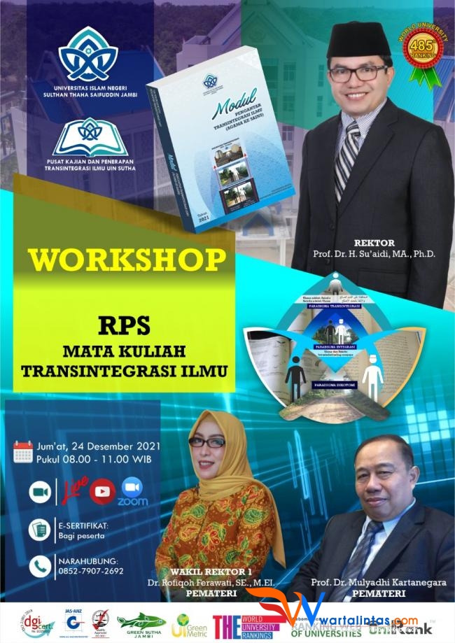 Prof. Mulyadi Kartanegara akan Review RPS MK Transintegrasi Ilmu di UIN Jambi